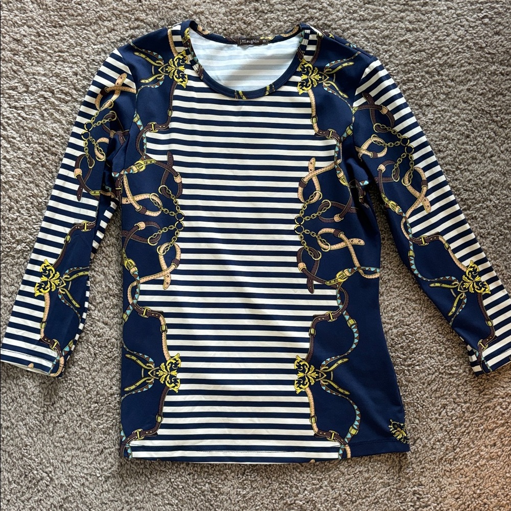 J. McLaughlin Equestrian Striped Top